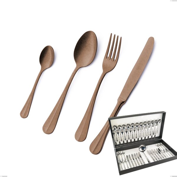 49-Piece Royal Retr� PVD Chocolate Cutlery Set in Canteen Box, Antique 18/10 Stainless Steel, 2.5 mm Thickness, PVD Chocolate