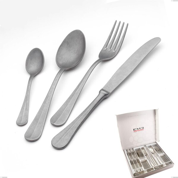 Royal Retro 24 Piece Cutlery Set in Vintage Finish Presentation Box, 2.5 mm Thickness, 18-10 Stainless Steel