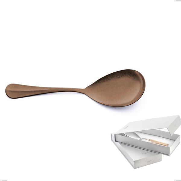 Royal Retr� PVD Chocolate Rice Serving Spoon with Book-Style Packaging, Antique 18/10 Stainless Steel, 2.5 mm Thickness, PVD Chocolate
