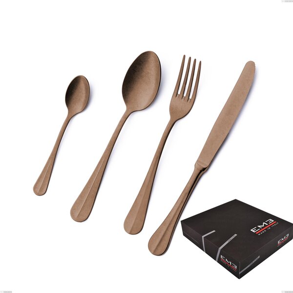 Royal Retr� PVD Chocolate 49 Piece Cutlery Set in Gift Box, Antique 18/10 Stainless Steel, 2.5 mm Thickness, PVD Chocolate