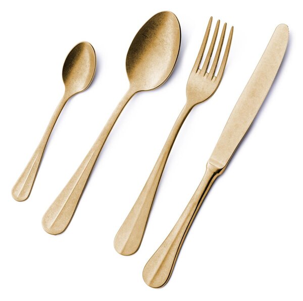 Royal Retr� PVD Gold 51-piece Cutlery Set in Canteen Box, Antique 18/10 Steel, 2.5 mm Thickness, Gold PVD