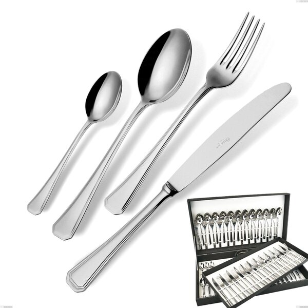 75-Piece Savoia Cutlery Set in Gift Case with Hollow Handle Knife, Stainless Steel 18.10 (AISI304), 2.5 mm Thickness