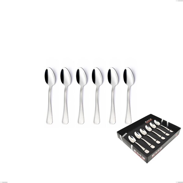 Savoia Set of 6 Moka Spoons in Display Box, Stainless Steel 18.10 (AISI304), 2.5 mm Thickness