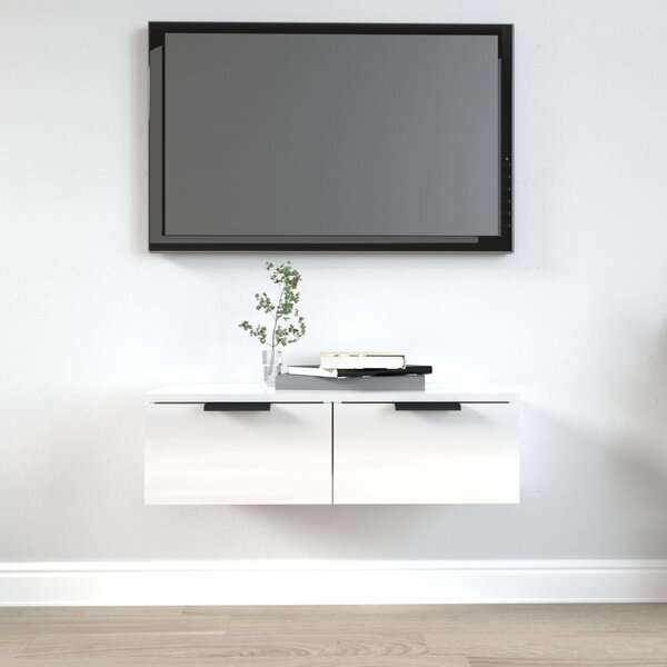 Wall Cabinet High Gloss White 68x30x20 cm Engineered Wood