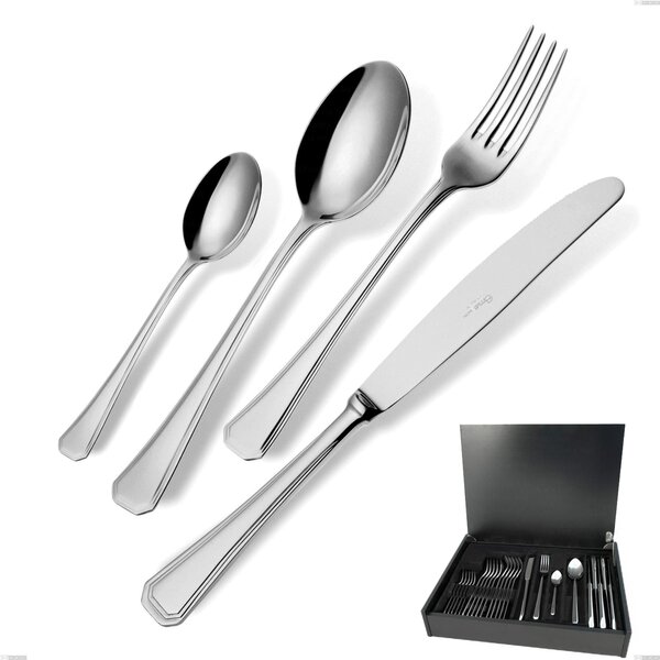 Savoia Cutlery Set 24 pieces in Wooden Case, Stainless Steel 18.10 (AISI304), 2.5 mm Thickness
