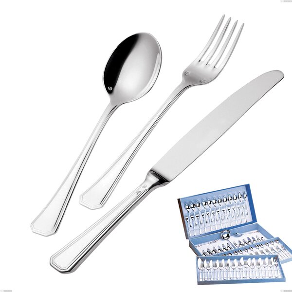 Savoia Silver-Plated 3 mm Thickness 25 Microns Cutlery Set 113 Pieces in Gift Case, Stainless Steel 18/10 (AISI304) Silver 25 Microns, 3 mm Thickness