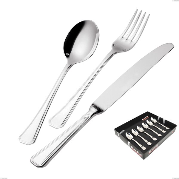 Set of 6 Savoia Argentato Moka Spoons, Silver Plated 25 Microns, 3 mm Thickness in Display Box, Stainless Steel 18/10 (AISI304), Silver 25 Microns, 3 mm Thickness