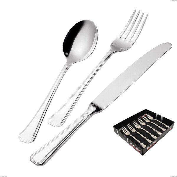 Savoia Silver-Plated 3 mm Thickness 25 Micron Set of 6 Dessert Forks, Stainless Steel 18/10 (AISI304) Silver 25 Micron, 3 mm Thickness in Display Box