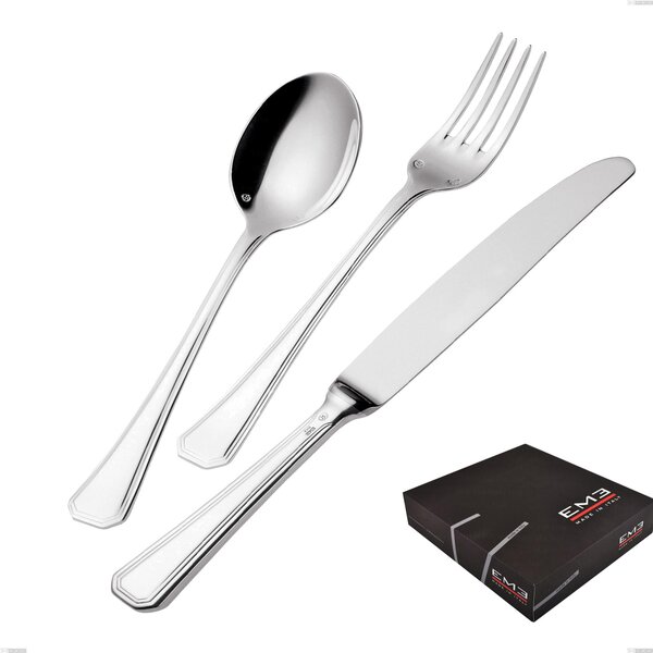 Savoia Silver-Plated 3 mm Thickness 25 Micron 49-Piece Cutlery Set, Stainless Steel 18/10 (AISI304) Silver 25 Micron, 3 mm Thickness in Gift Box