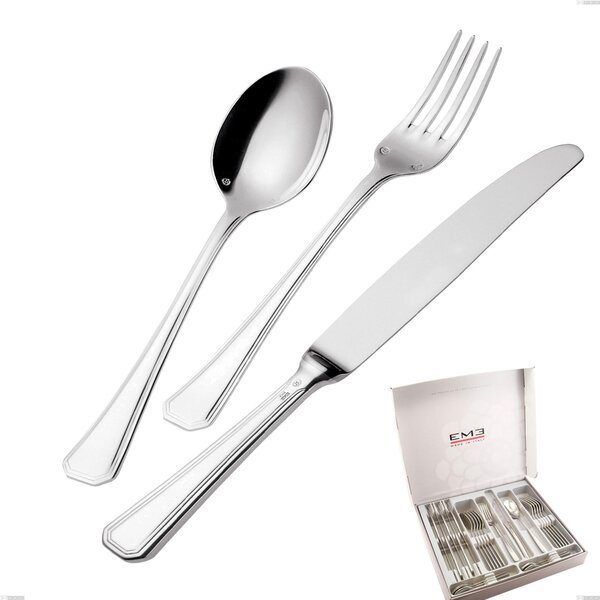 Savoia Silver-Plated 3 mm Thickness 25 Micron Cutlery Set 24 Pieces, Stainless Steel 18/10 (AISI304) Silver 25 Micron, Thickness 3 mm in Presentation Box