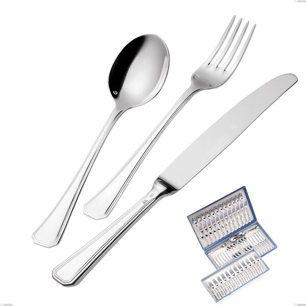 Savoia Silver-Plated 3 mm Thickness 25 Microns, 75-Piece Cutlery Set in Gift Case, Stainless Steel 18/10 (AISI304) Silver 25 Microns, 3 mm Thickness