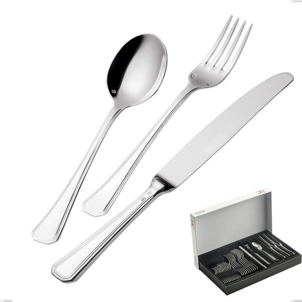 Savoia Silver-Plated 3 mm Thickness 25 Microns 30-Piece Cutlery Set in Panoramic Packaging, Stainless Steel 18/10 (AISI304) Silver 25 Microns, 3 mm Thickness