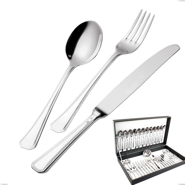 Savoia Silver-Plated 3 mm thickness 25 microns 51-piece cutlery set, Stainless steel 18/10 (AISI304) silver 25 microns, thickness 3 mm in canteen box
