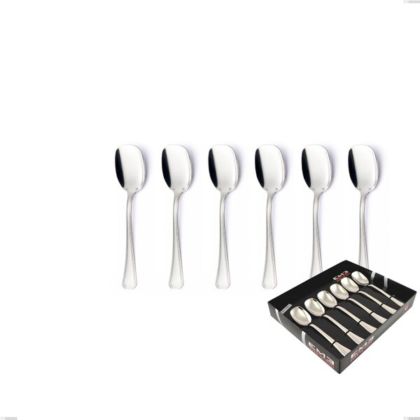 Savoia Argento 8 micron Set of 6 Ice Cream Spoons, Silver Plated Stainless Steel AISI 304, Silver Thickness 8 Microns, Cutlery Thickness 3 mm in Display Box