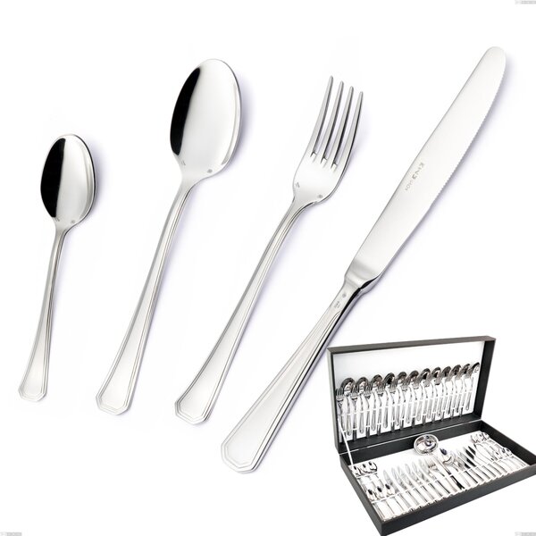 Savoia Argento 8 micron 51-piece Cutlery Set, Stainless Steel Aisi 304 Silver Finish, 8 Micron Silver Thickness, 3 mm Cutlery Thickness in Canteen Box