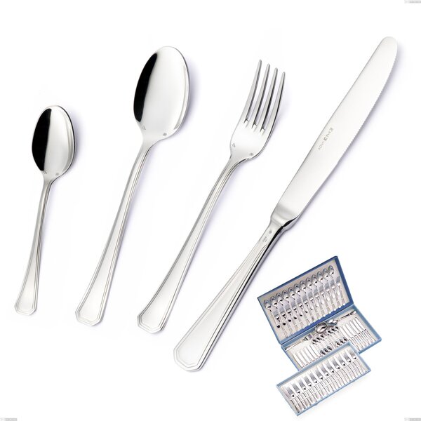 Savoia Argento 8 micron 75-piece Cutlery Set, Silver-plated Stainless Steel Aisi 304, 8 Micron Silver Thickness, 3 mm Cutlery Thickness in Canteen Box