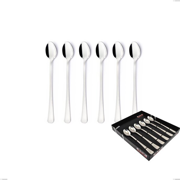 Showcase Pack of 6 Savoia Argento 8 Micron Beverage Spoons, Stainless Steel Aisi 304 Silver Finish, Silver Thickness 8 Microns, Cutlery Thickness 3 mm