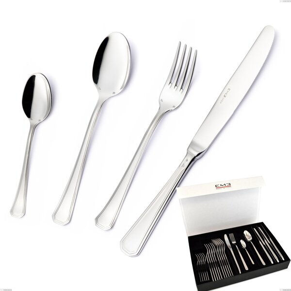 Savoia Argento 8 micron 24-piece cutlery set, panoramic packaging with book closure, Stainless Steel Aisi 304 Silver Finish, silver thickness 8 microns, cutlery thickness 3 mm