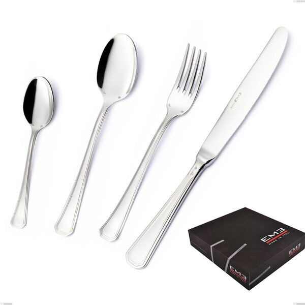 Savoia Argento 8 micron 49-piece Cutlery Set, Silver Plated Stainless Steel AISI 304, 8 Micron Silver Thickness, 3 mm Cutlery Thickness in Gift Box