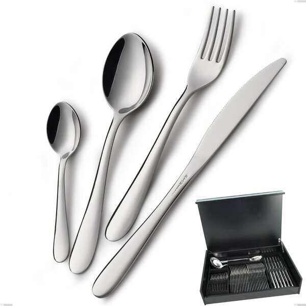 51-Piece Segno Cutlery Set in Wooden Case, Economical Knife, Stainless Steel 18/10 (AISI304), 1.8 mm Thickness