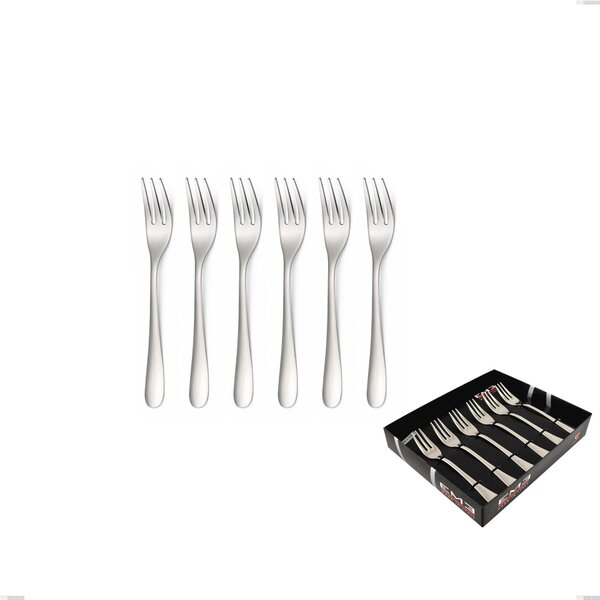 Set of 6 Segno dessert forks in display box, Stainless Steel 18/10 (AISI304), thickness 1.8 mm