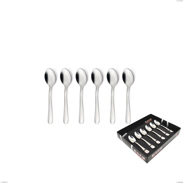Set of 6 moka spoons Segno in display box, Stainless steel 18/10 (AISI304), thickness 1.8 mm