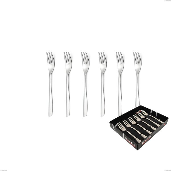Shark 6 Small Dessert Forks in Display Case, Stainless Steel 18/C (AISI430), 2.00 mm Thickness