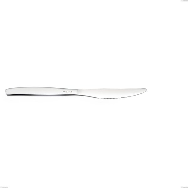 SHARK Table Knife Suitable as Steak Knife in 18.C AISI430 Steel, 234 mm Length with Polished Steel Handle, Dishwasher Safe