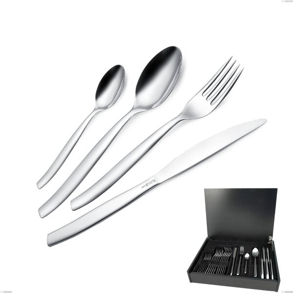 24 Piece Cutlery Set in Wooden Case with 6 Shark Steak Knives, Stainless Steel 18/C (AISI430), 2.00 mm Thickness