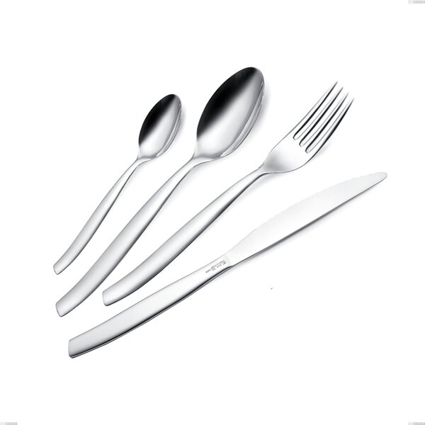 Stainless Steel Cutlery Set 48 Pieces 12 Settings with Steak Knives SHARK Table in Polished 18.C Steel 2 mm Thickness