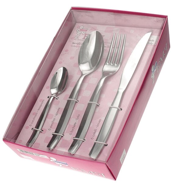 Stainless Steel Cutlery Set 48 Pieces 12 Settings with Steak Knives SHARK Table in Polished 18.C Steel 2 mm Thickness