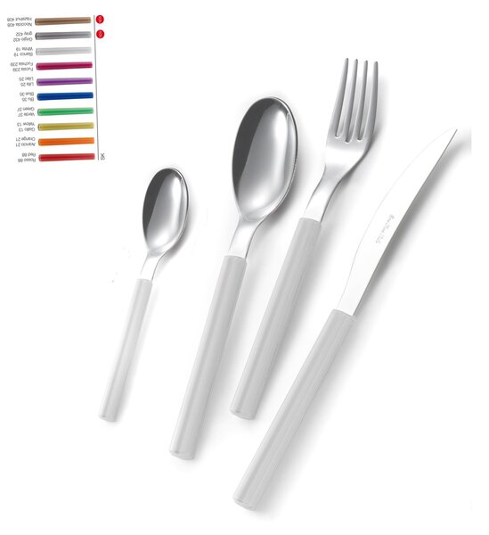 SKY 1 Knife 1 Fork 1 Spoon 1 Coffee Spoon Colourful Cutlery Set in 18/0 AISI 430 Nickel Free Stainless Steel with Coloured Methacrylate Handle