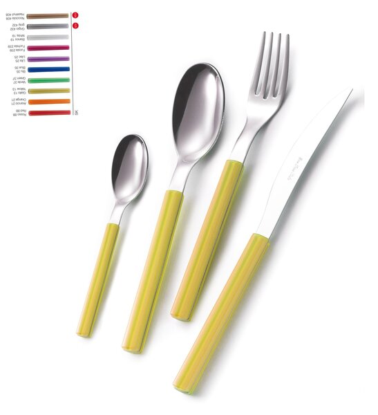 SKY Cutlery Set 1 Knife 1 Fork 1 Spoon 1 Coffee Spoon Made of 18/0 AISI 430 Nickel Free Stainless Steel with Coloured Methacrylate Handle