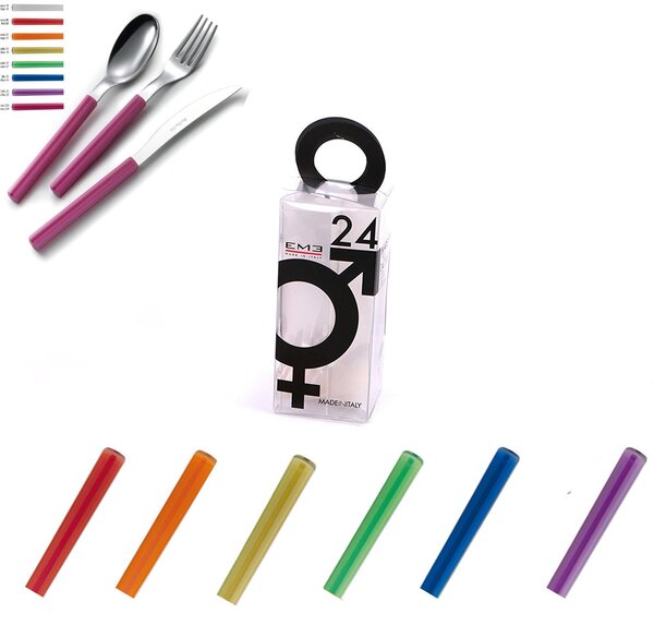 Assorted Coloured Cutlery Set in 6 Colours SKY 24 Pieces Stainless Steel Material 18/0 AISI 430 Nickel Free in YOU And Me Packaging