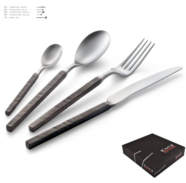 ZEUS FIRE 49 Pieces Cutlery Set for 12 Table Settings Stainless Steel 18.10 AISI304 Handle Gift Packaging