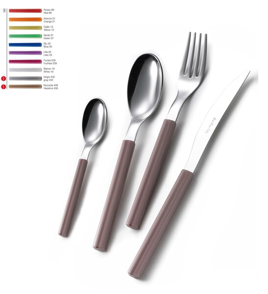 SKY 1 Knife 1 Fork 1 Spoon 1 Coffee Spoon Colourful Cutlery Set in 18/0 AISI 430 Nickel Free Stainless Steel with Coloured Methacrylate Handle