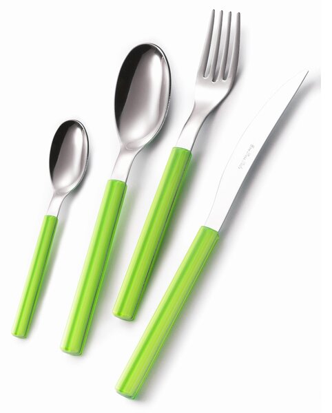 Sky Coloured Cutlery Set 1 Knife 1 Fork 1 Spoon 1 Coffee Spoon Material 18/0 AISI 430 Nickel Free Stainless Steel with Coloured Methacrylate Handle