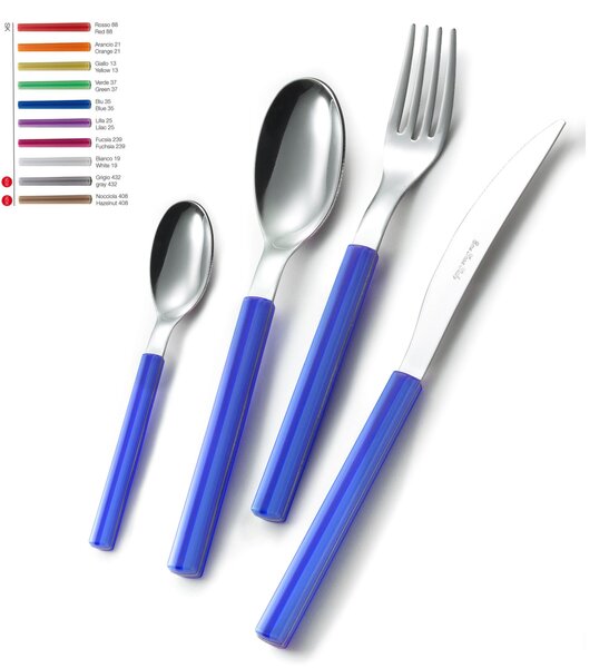 SKY 1 Knife 1 Fork 1 Spoon 1 Coffee Spoon Colourful Cutlery Set in 18/0 AISI 430 Nickel Free Stainless Steel with Coloured Acrylic Handle