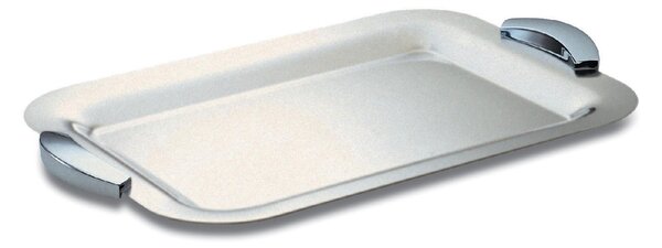 DOMINO Rectangular Sandblasted Stainless Steel Serving Tray 38x27.5 cm - Handleless Stainless Steel 18/10 Cutlery Set