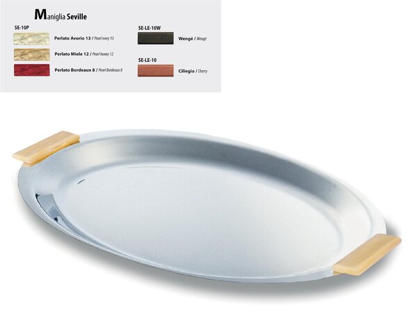 Seville Polished Stainless Steel Oval Tray 41 cm with Coloured Handles