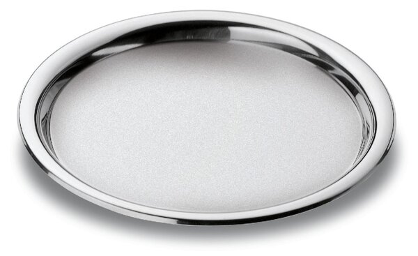 Convivio Round Tray with Raised Edge � 30 cm with Polished Stainless Steel Rim and Sandblasted Interior