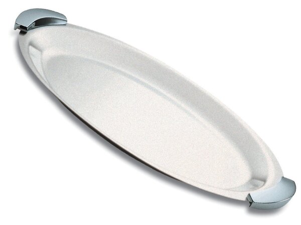 Oval Tray with Handles 41 cm DOMINO Sandblasted EME in Sandblasted Stainless Steel
