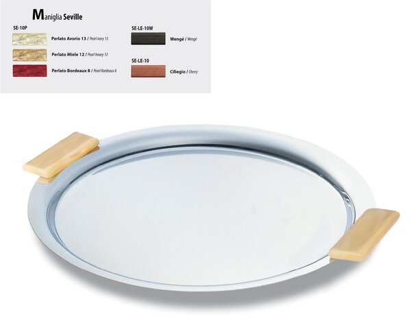 Seville Polished Stainless Steel Round Tray � 30 cm with Coloured Handles