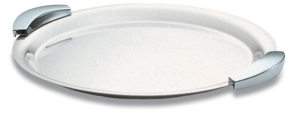 Round Tray with Handles 30 cm DOMINO Sandblasted in Satin Stainless Steel