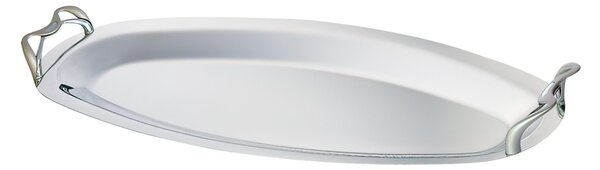 Oval Fish Platter in 18/10 Stainless Steel ALEX Mirror Polished 60 cm with Polished Metal Handles