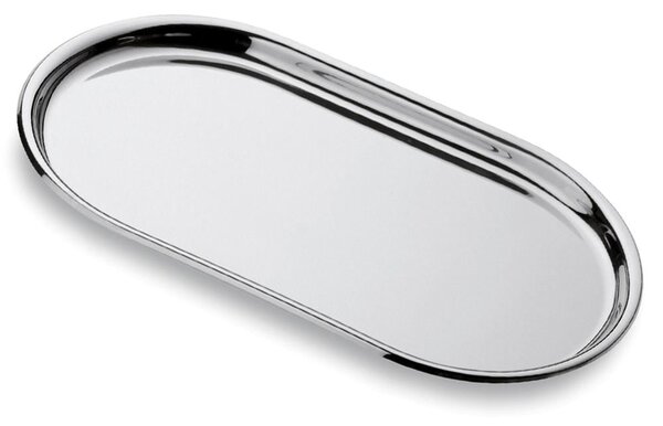 Oval Convivio Tray 47 cm with Polished Stainless Steel Edge