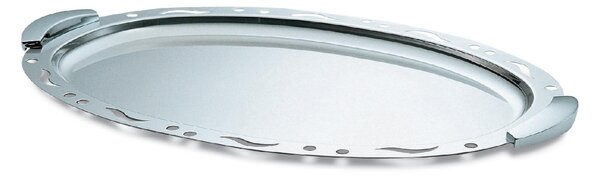 Oval Tray with Handles 33x50 cm Line Punto e Virgola EME in Polished Perforated Stainless Steel Cutlery Name: traforati