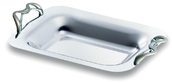 Rectangular Bread Basket, Desserts with Handles 28 cm ALEX EME Line in Polished Stainless Steel Chrome Handles Name: alex