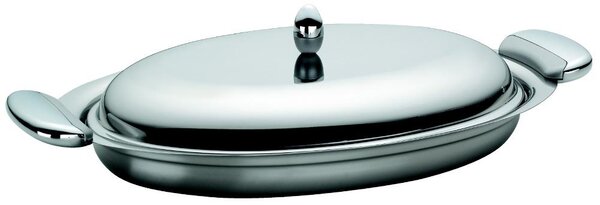 33 cm Oval Vegetable Dish JOINT Polished in 18.10 Stainless Steel with Die-Cast Metal Handle in Polished and Sandblasted Finish