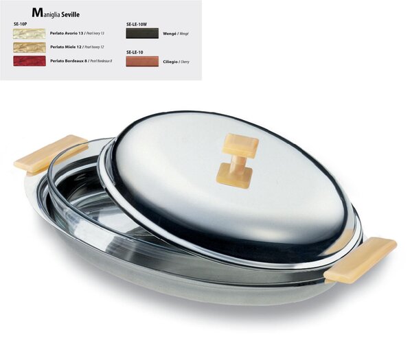 Oval Casserole Dish with Pyrex Inside and Lid Seville 45 cm with Coloured Handles
